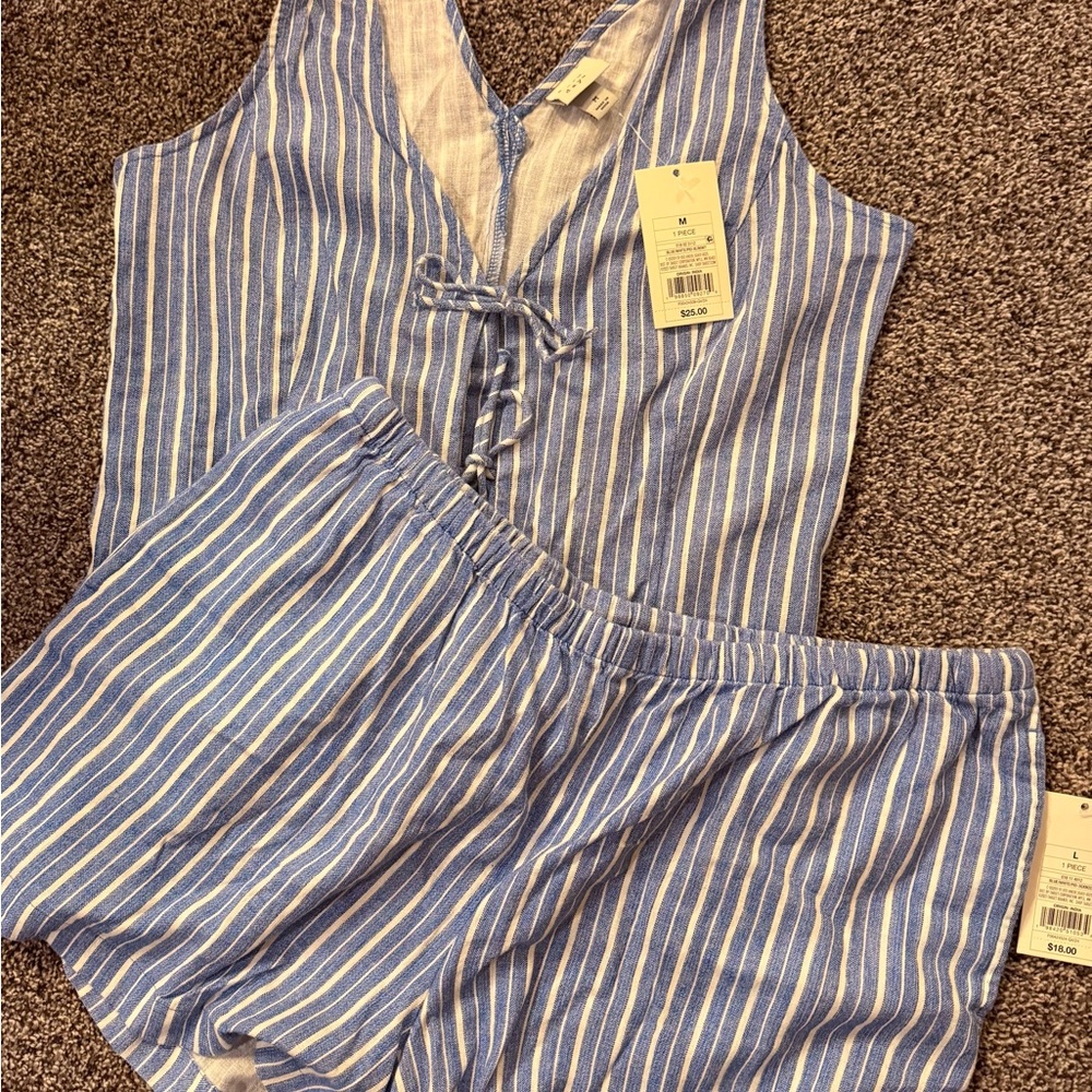 Blue & White Striped Set - Tag Shown